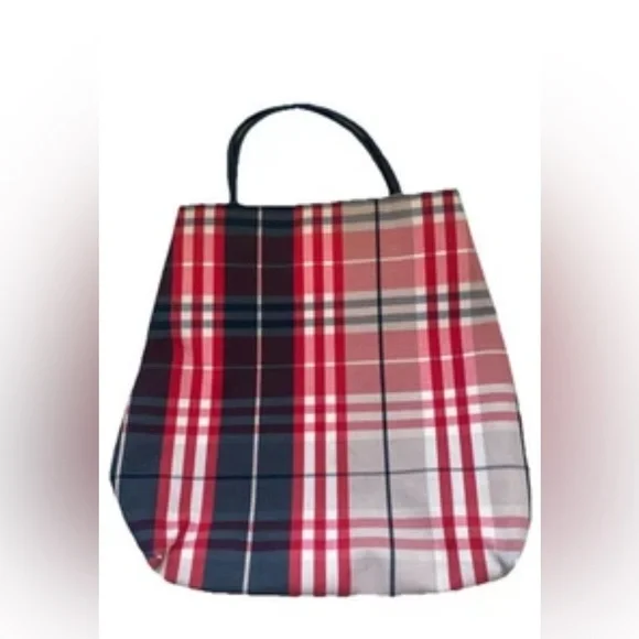 Vintage Burberry Nova Check Red Canvas Tote Bag - Picture 3 of 14